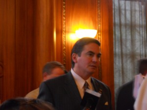 Mayor Domenic Sarno's reaction is difficult to read at this point. (WMassP&I)