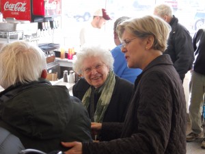 Warren with voters earlier this year (WMassP&I)