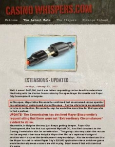 A blog post about extensions sought for casino proposals (casinowhispers.com via Google cache)