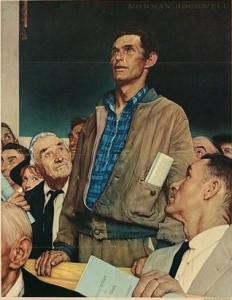 You can talk in the City Council, but not forever to stop an item (Norman Rockwell via wikipedia)