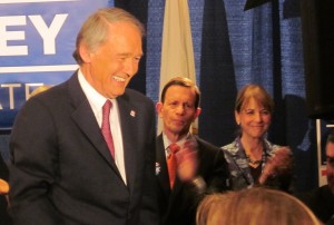 Rivals? Coakley & Grossman at Ed Markey Primary Victory 4/30 (via BU News Service)