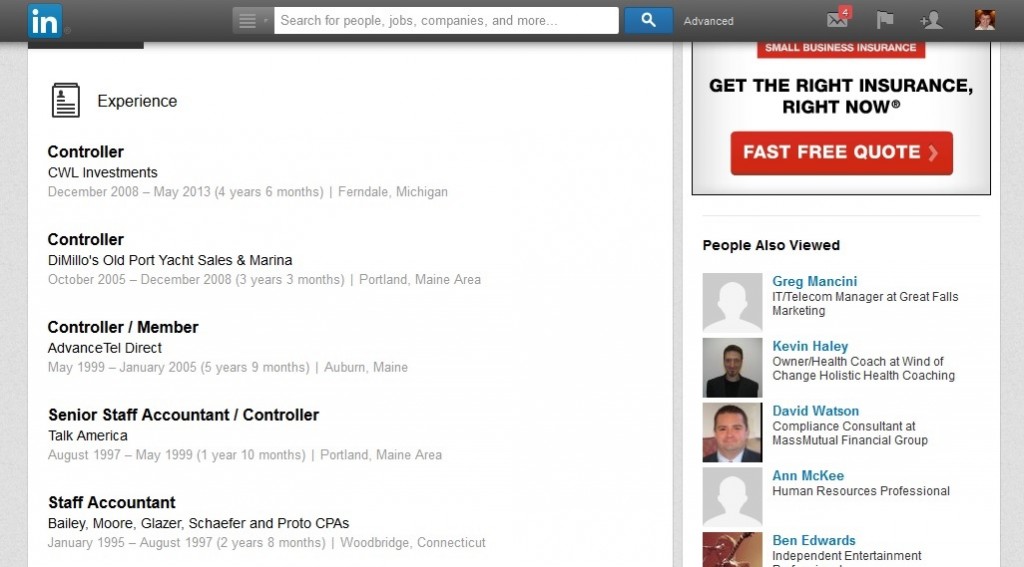A screenshot of Stanek's LinkedIn page.  The profile itself is unviewable absent a connection to Stanek (via LinkedIn) 