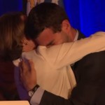 Mike Firestone and Healey embrace on primary night. (via Youtube/Healey campaign)