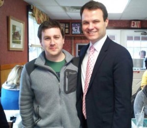Senator-elect Eric Lesser (right) with Campaign Manager Michael Clark (via Facebook/Lesser campaign)