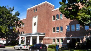 West Springfield Town Hall. Three candidates, all arguably on the stronger side, are competing for the corner office. (WMassP&I)