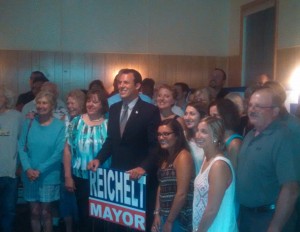 William Reichelt with supporters at Tatham Memorial Club in Westside (WMassP&I)