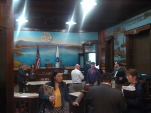 Councilors chat with members of the audience after Monday's meeting. (WMassP&I)
