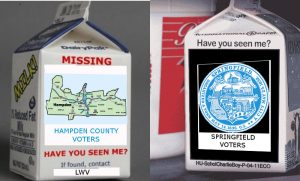 If seen, call your local LWV chapter or election office. (created via google image searches)