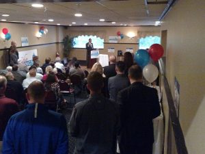 Harrington addressing the fundraiser last Thursday, October 6. (WMassP&I)