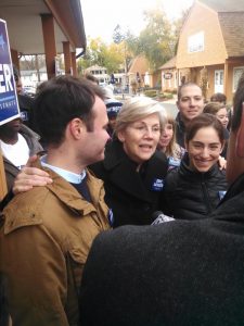 US Sen. Elizabeth Warren with State Sen. Eric Lesser, left, in 2014 (WMassP&I)