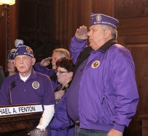 Veterans Leading Council in Pledge of Allegiance (courtesy Council office)